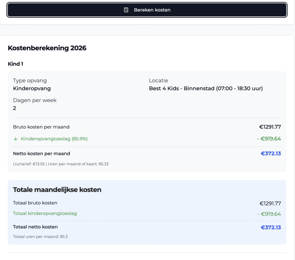 Kinderopvangtoeslag 2026 berekenen — overzicht bedragen en uurtarieven
